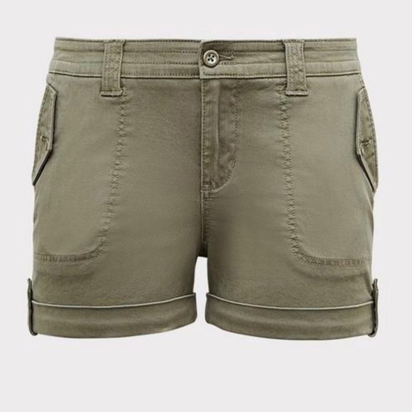 Torrid Olive Green 3.5 Inch Military Stretch Twill Mid-rise Shorts Plus Size 24 - Picture 4 of 13